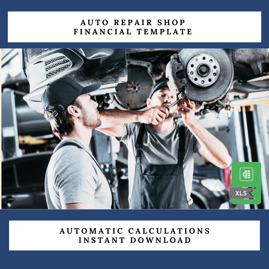 Auto repair shop financial template