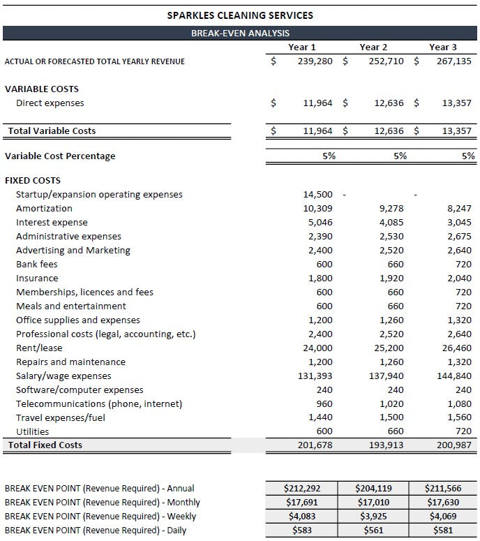 Cleaning Company Financial Template