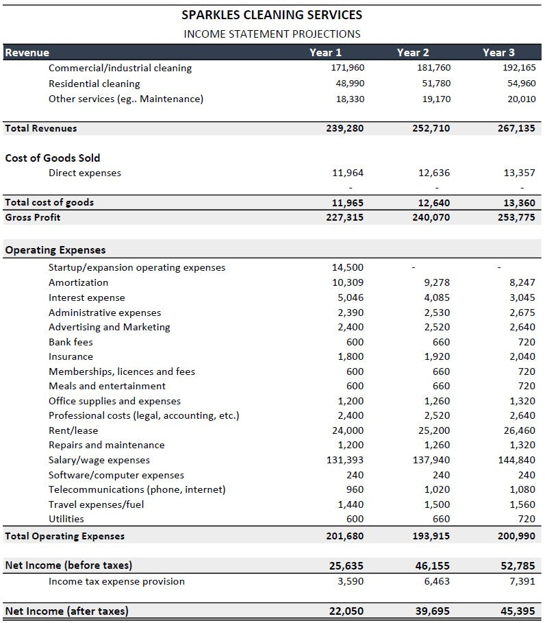 Cleaning Company Financial Template