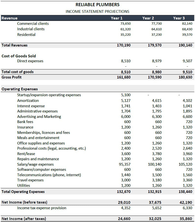 Plumbing Contractor Financial Plan | Excel Forecast & Budgeting Tool |Plumbing Business Financial Projection Excel Template